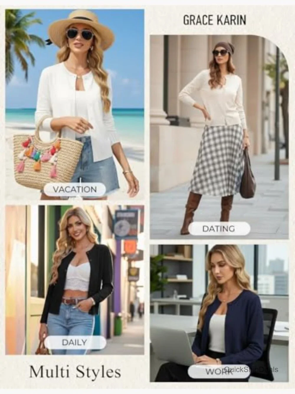 Lightweight Cropped Cardigan Sweater with Lyocell Blend, Button Front - Picture 6 of 7